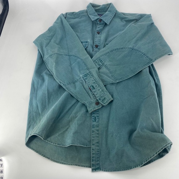 Patagonia Other - Patagonia Mens Organic Cotton Canvas Button Down Shirt Teal Large Elbow Patch